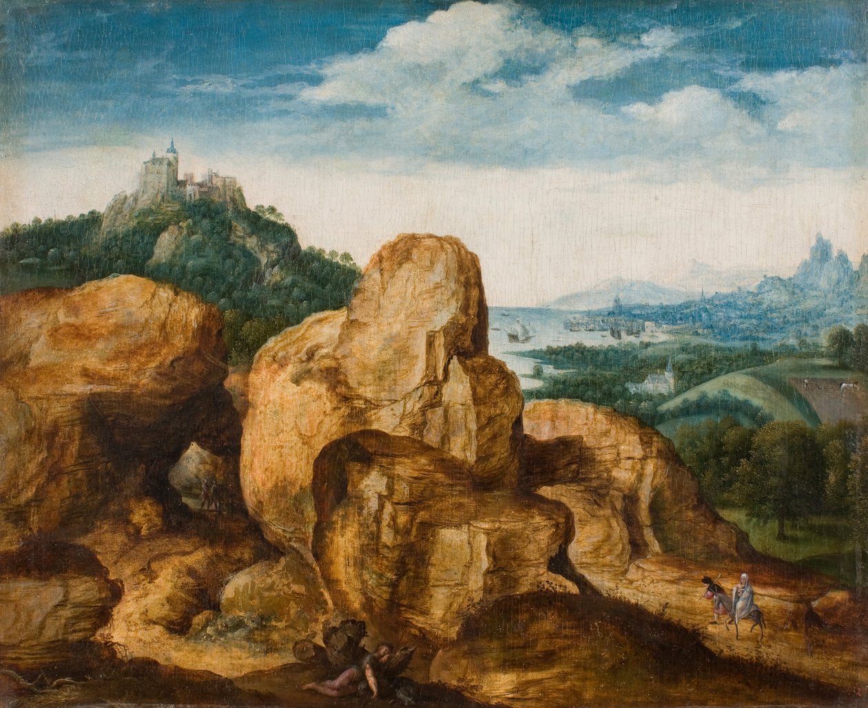エジプトへの飛行のある風景 作： Cornelis Metsys