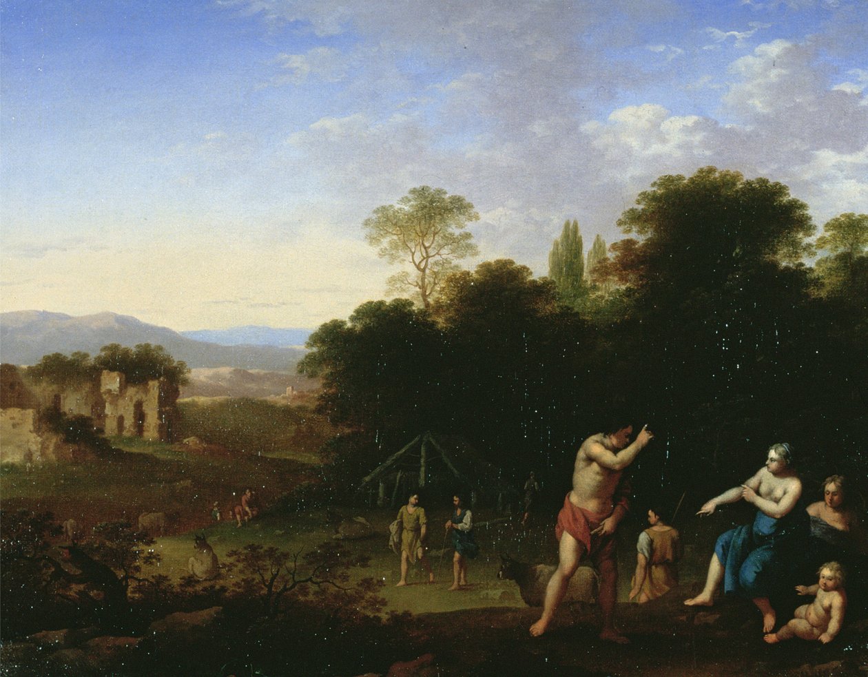 風景の中の古典的な人物、c.1630-50 作： Cornelis van PoelenburghまたはPoelenburch