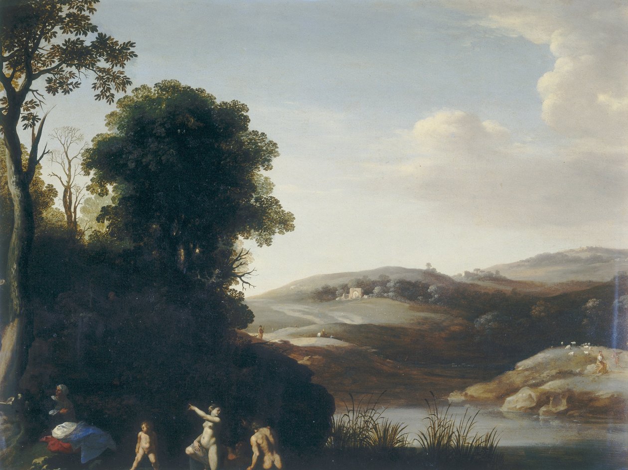 入浴者のいる風景 作： Cornelis van PoelenburghまたはPoelenburch