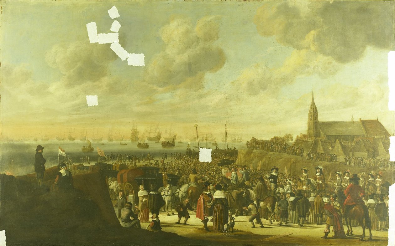 1660 年 6 月 2 日、イギリスのチャールズ 2 世のスヘフェニンゲンからの出発 作： コルネリス・ベルト