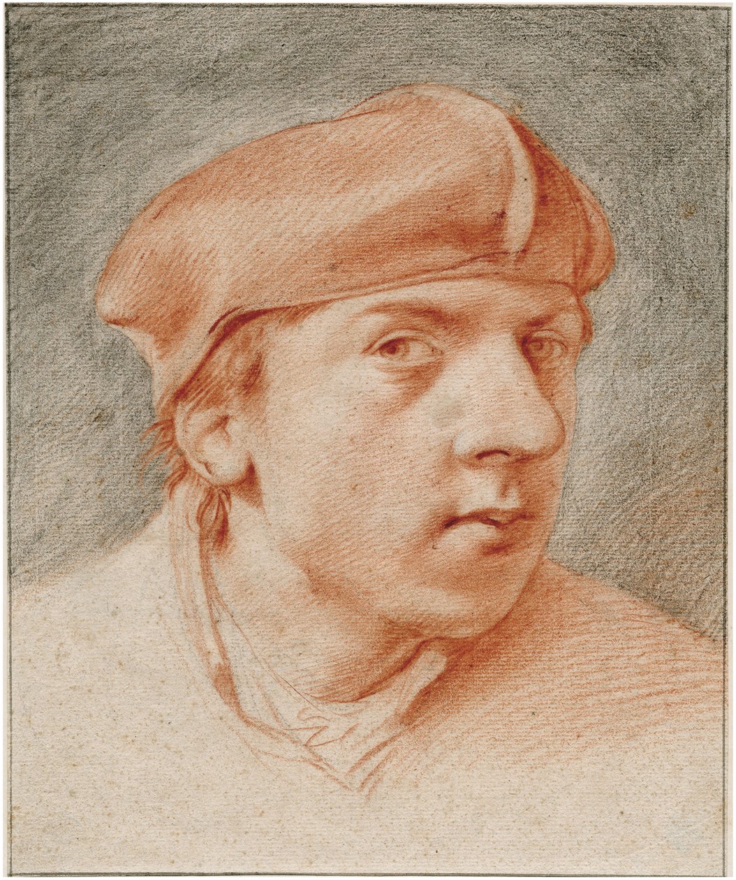 「ベレー帽の自画像」コーネリス・ピーターシュ・ベガ（1631/2-1664）ヘット・レンブラントハウス（アムステルダム） Sanguine de Cornelis Pietersz Bega 作： コルネリス・ピーターシュ・ベガ