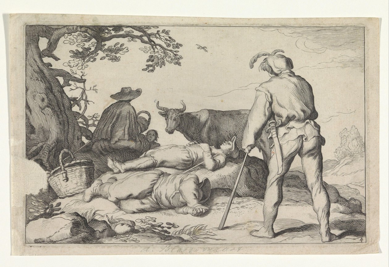 ヴィーホーダーズ 四つの田園風景（シリーズタイトル） レジャーの楽しみ（シリーズタイトル） 作： Cornelis Bloemaert（II）（おそらく）