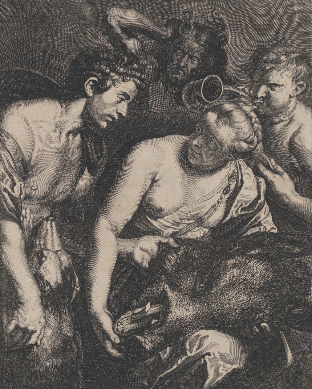 アタランテとメレアゲル、1618-84。 作： Cornelis Bloemaert