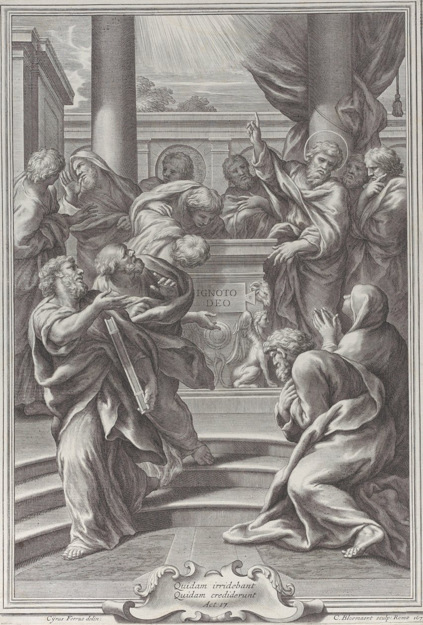 1679年、アテネで説教する聖パウロ。 作： Cornelis Bloemaert