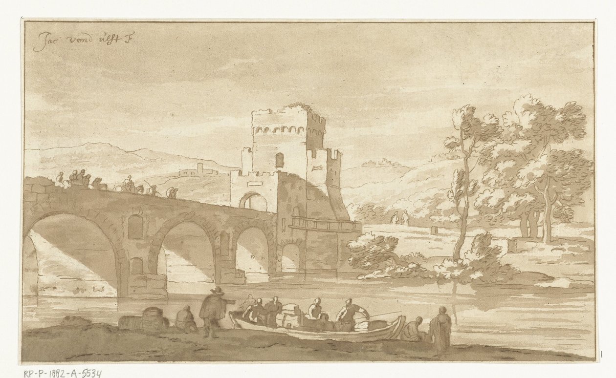 ローマ近郊のモール橋 作： Cornelis Brouwer