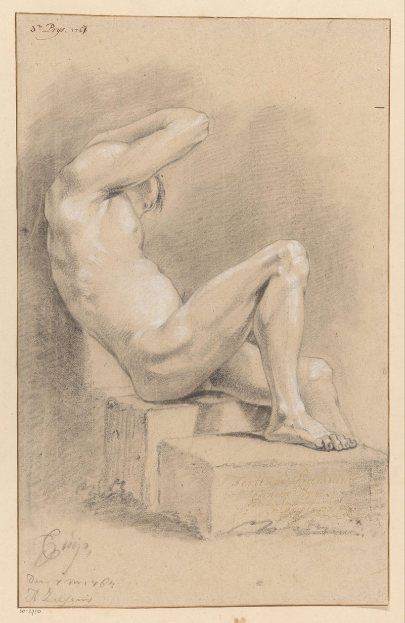 横から見た裸の男性の着席 (3等賞 1767年) 作： Cornelis Buys