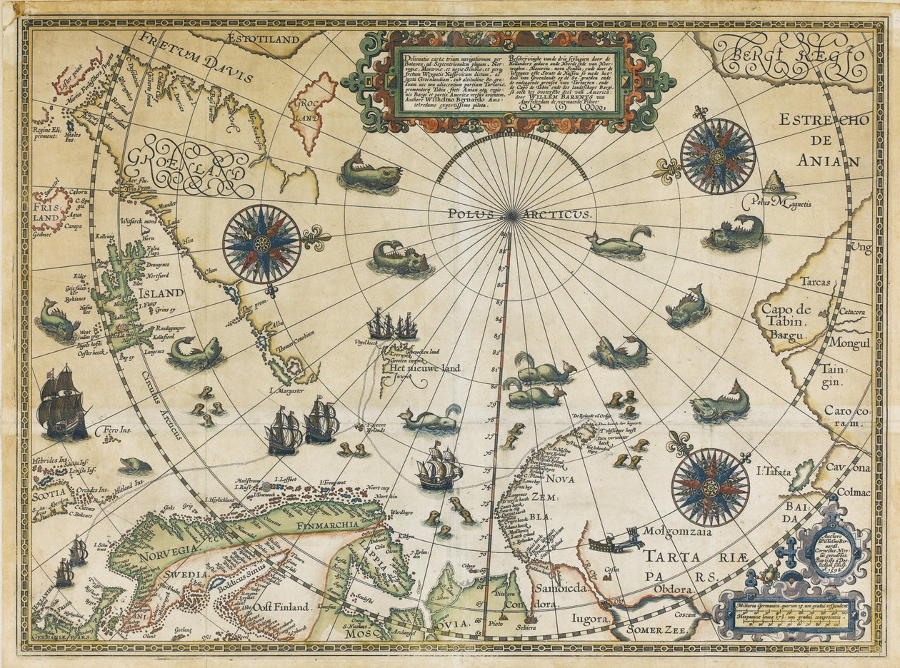 ウィレム バレンツの第 3 回航海の地図、1598 年 作： コルネリス・クラエス