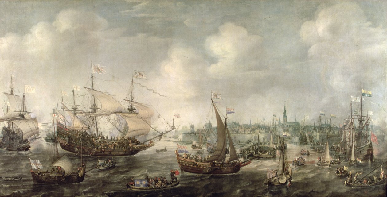 1613年のフリシンゲンへのフレドリック5世の到着（キャンバスに油彩） 作： コルネリス・クラーシュ・ファン・ヴィーリンゲン