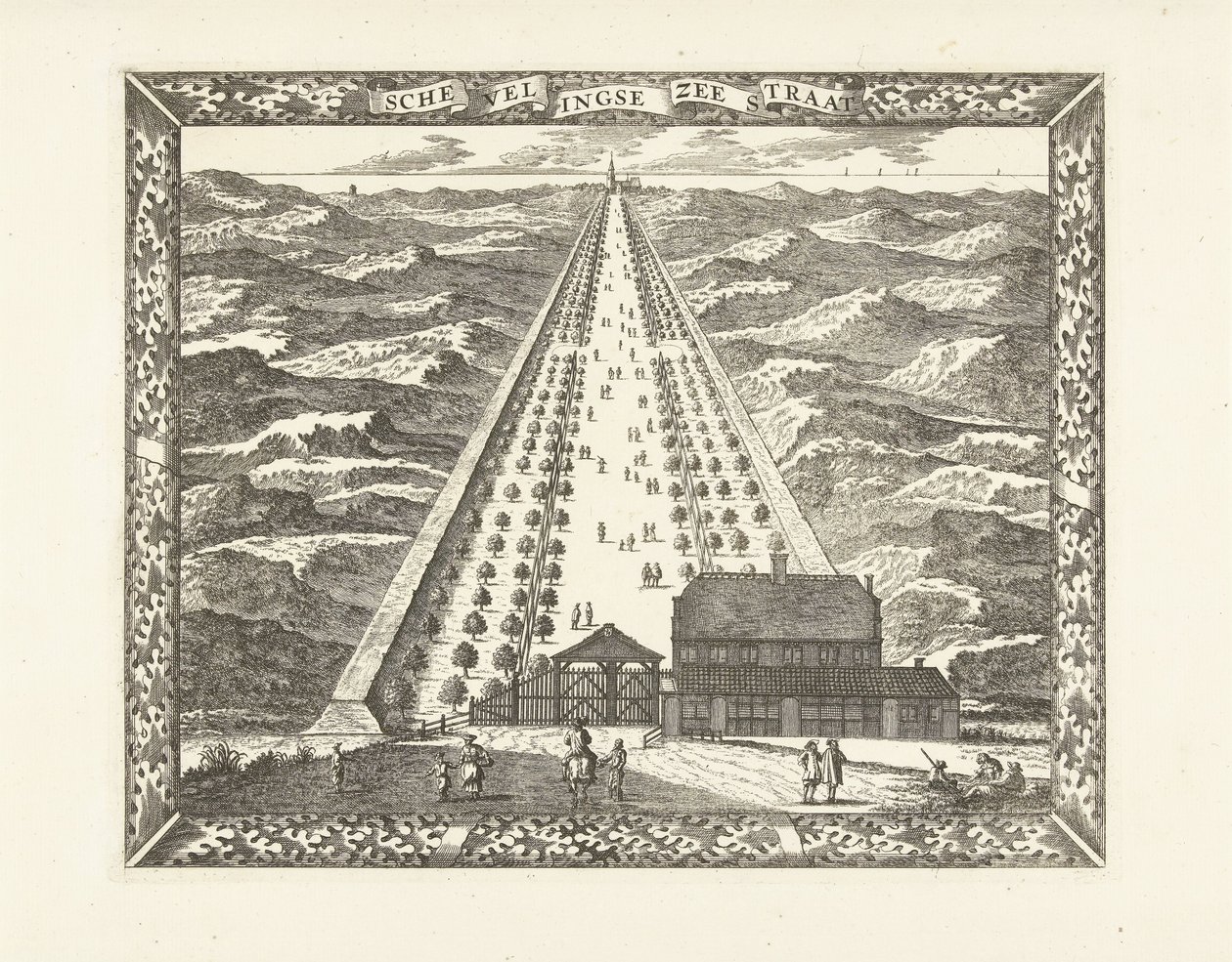 スヘフェニンゲン ゼーストラート (Scheveningseweg) の眺め Schevelingse Zeestraat (オブジェクトのタイトル) 作： Cornelis Elandts