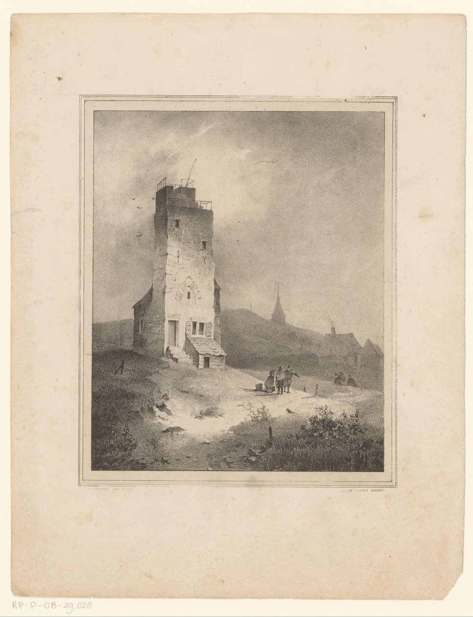 砂丘の風景の中の塔 作： Cornelis Gerrit Verburgh
