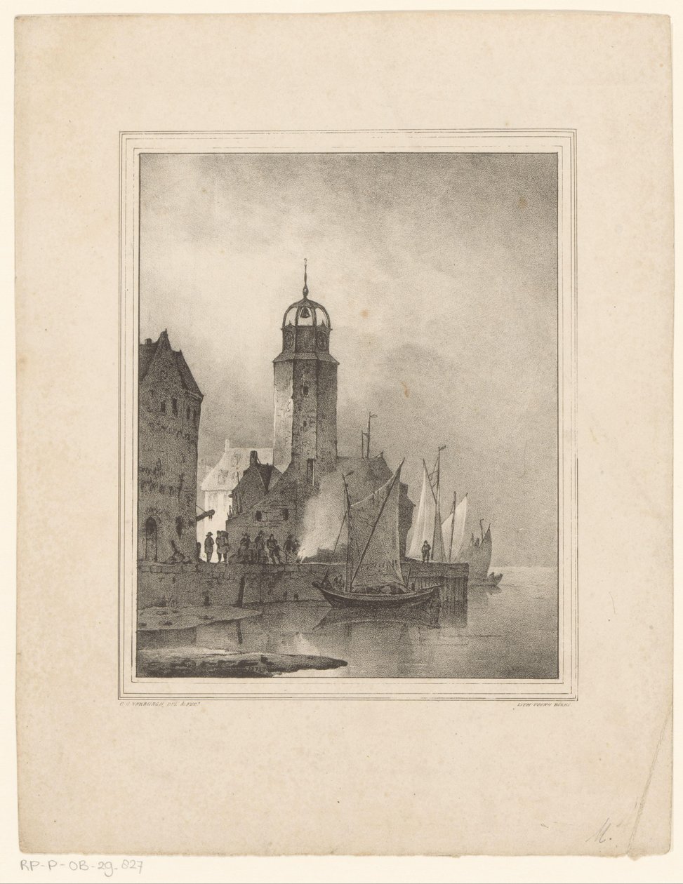 ヨットが町に停泊 作： Cornelis Gerrit Verburgh