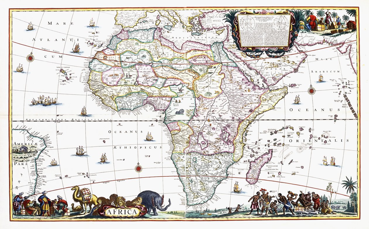 アフリカの地図、1696年頃（手描きの彫刻） 作： Cornelis III Dankerts