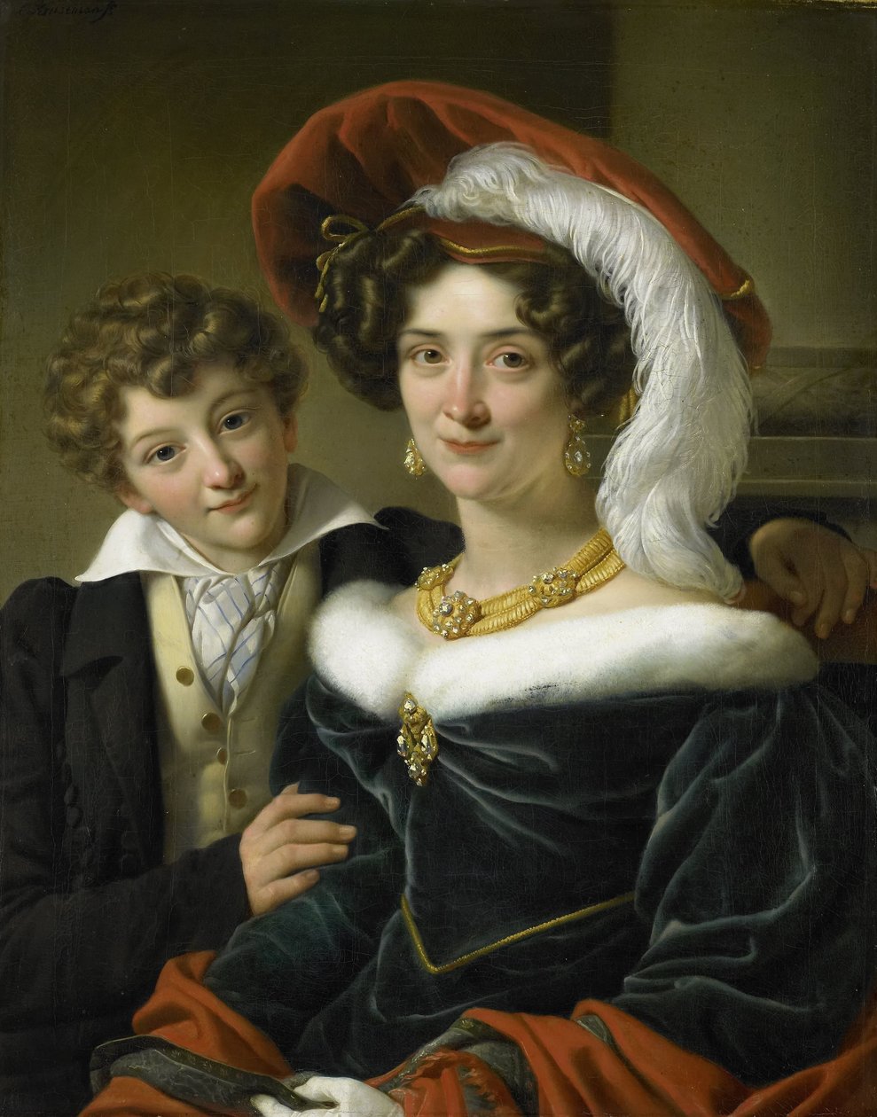 ルドルフィナ・ヴィルヘルミナ・エリザベス・デ・スターラー（1798-1873）、ヨハネス・ファン・デン・ボッシュ伯爵の二番目の妻、息子のリチャード・レーウェンハルト 作： Cornelis Kruseman（のワークショップに起因）