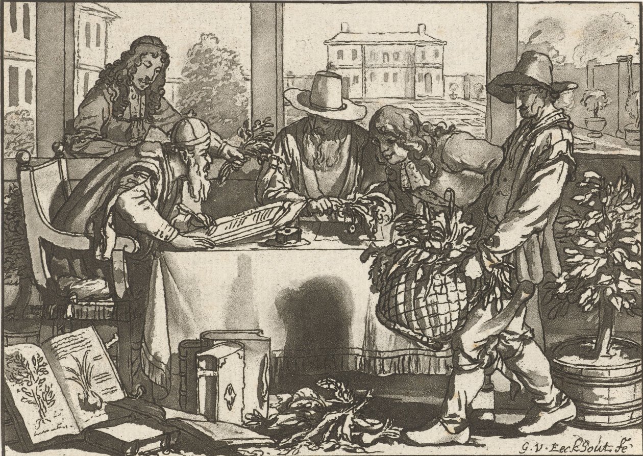植物学者 作： Cornelis Ploos van Amstel（アーティストによる署名）