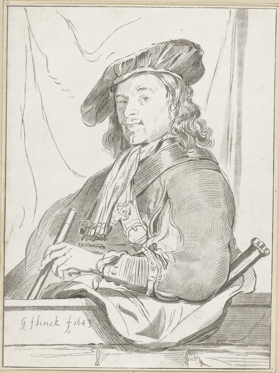 欄干の男 作： Cornelis Ploos van Amstel（アーティストによる署名）
