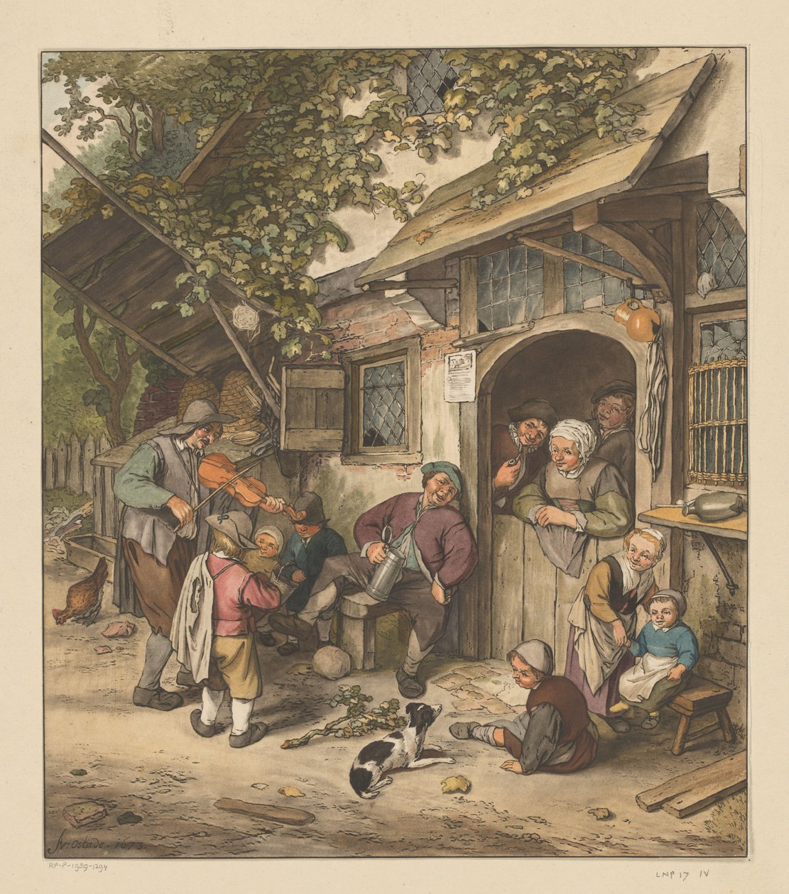 旅館の前のバイオリン弾き 作： Cornelis Ploos van Amstel（アーティストによる署名）