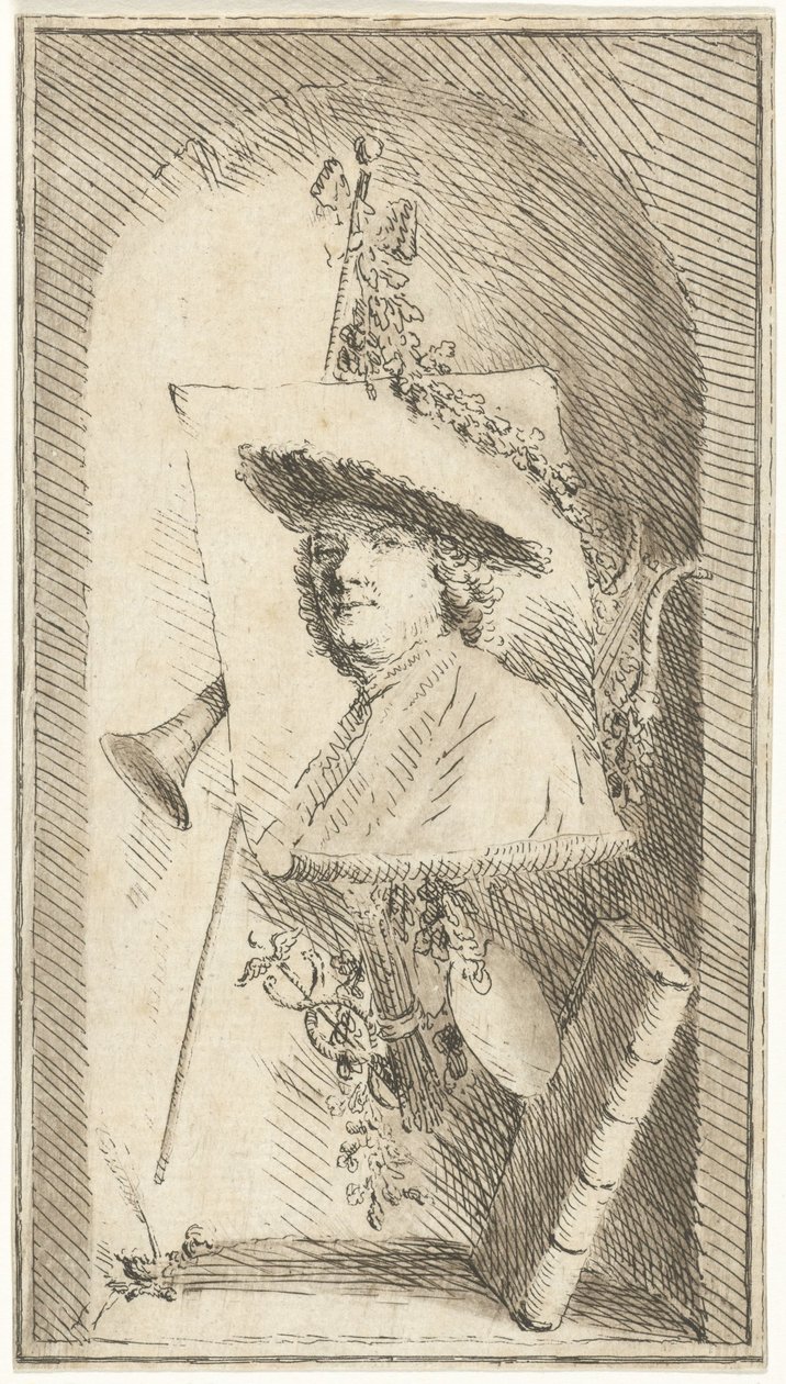 Cornelis Ploos van Amstelの自画像 作： Cornelis Ploos van Amstel（アーティストによる署名）