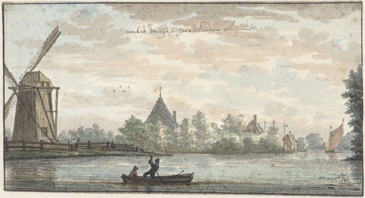Leimuiden と Bilderdam の間の Drecht にある風車「De Vos」と家屋「Verbeid Den Tijd」 作： Cornelis Pronk（おそらく）