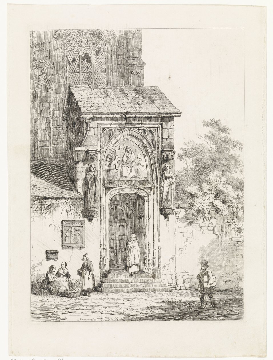 教会の玄関の風景 作： Cornelis Springer