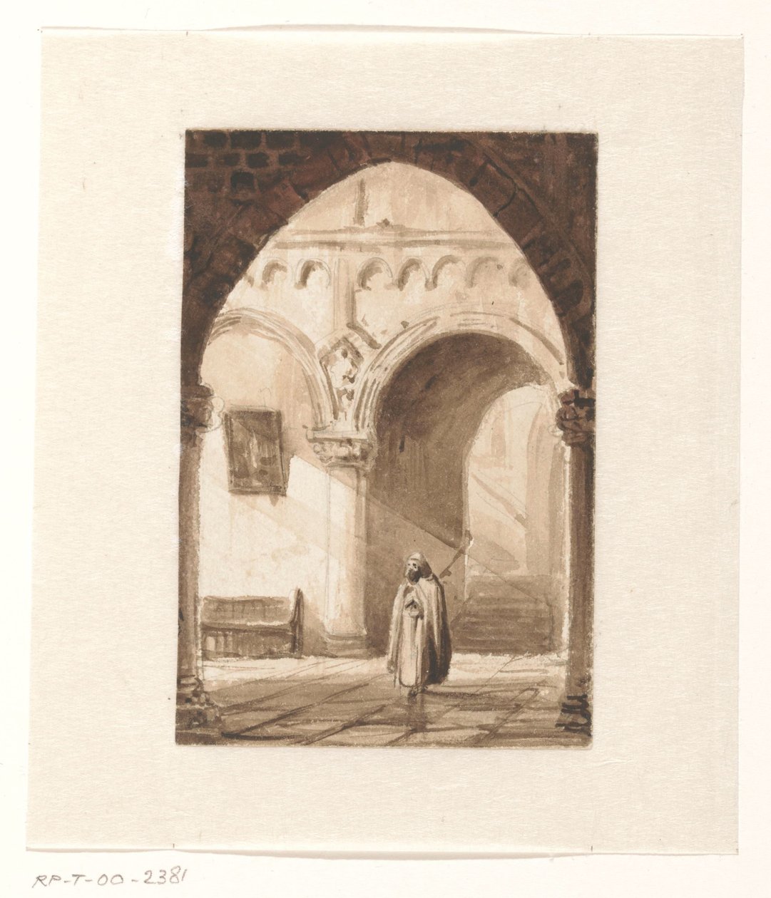 修道士がいる教会の内部 作： Cornelis Springer