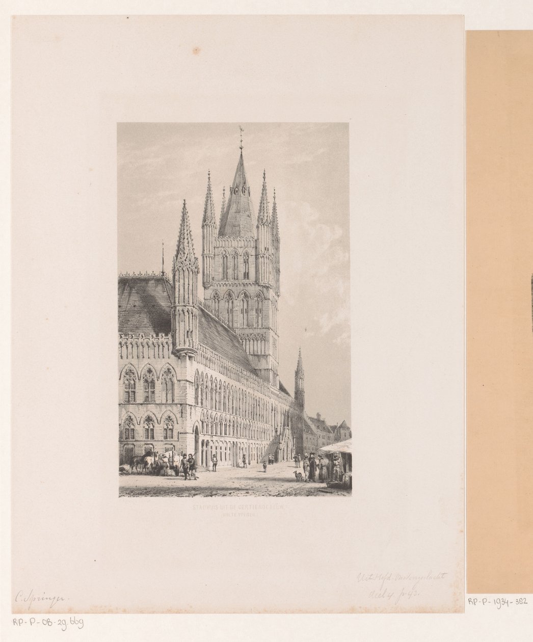 イープルの織物会館 13 世紀の市庁舎 (Halte Yperen) (オブジェクトのタイトル) 作： Cornelis Springer
