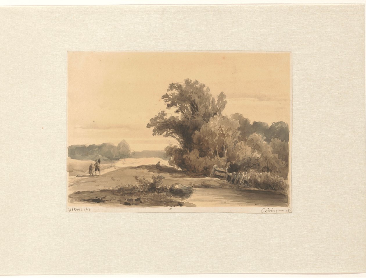道にハイカーがいる Brederode 近くの風景 作： Cornelis Springer