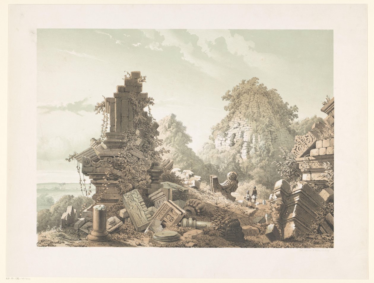 Tjandi Lora Djongrangの遺跡 Tjandi-Lora Djongrang の遺跡。 Residence Jocjakerta (オブジェクトのタイトル) 作： Cornelis Springer