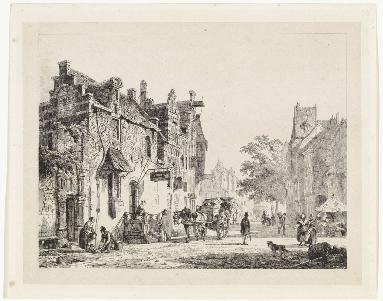 馬車のある街並み 作： Cornelis Springer