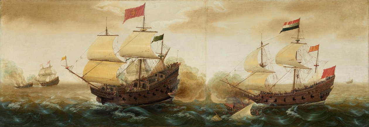 オランダとスペインの軍艦の間の海戦、c。 16181620。 作： Cornelis Verbeeck