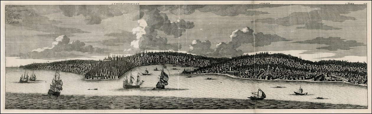 1698年、コンスタンチノープルとペラの眺め（Cornelis De Bruyn作 作： Cornelis de Bruijn