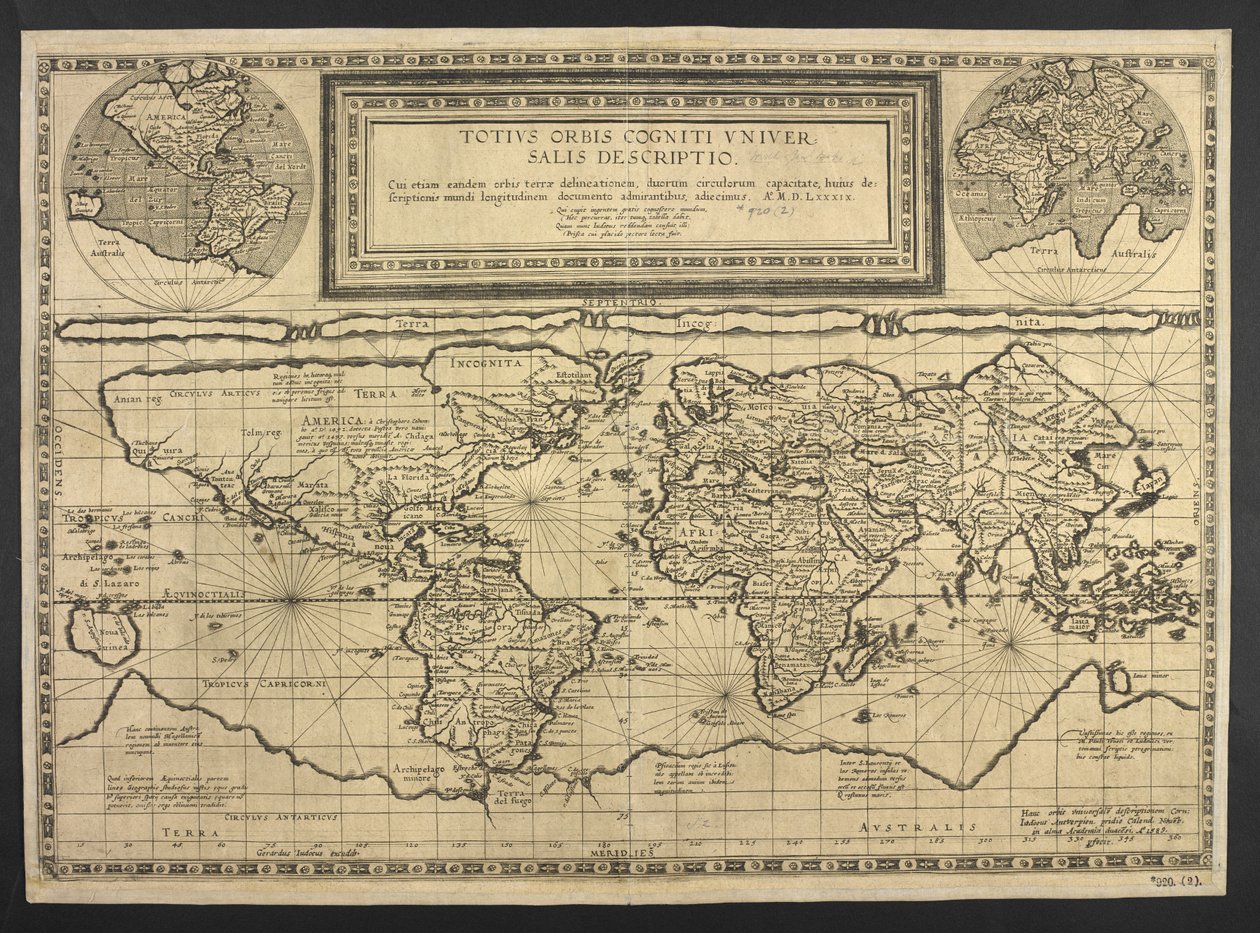 世界地図、全世界の普遍的な説明 作： コルネリス・デ・ジョード