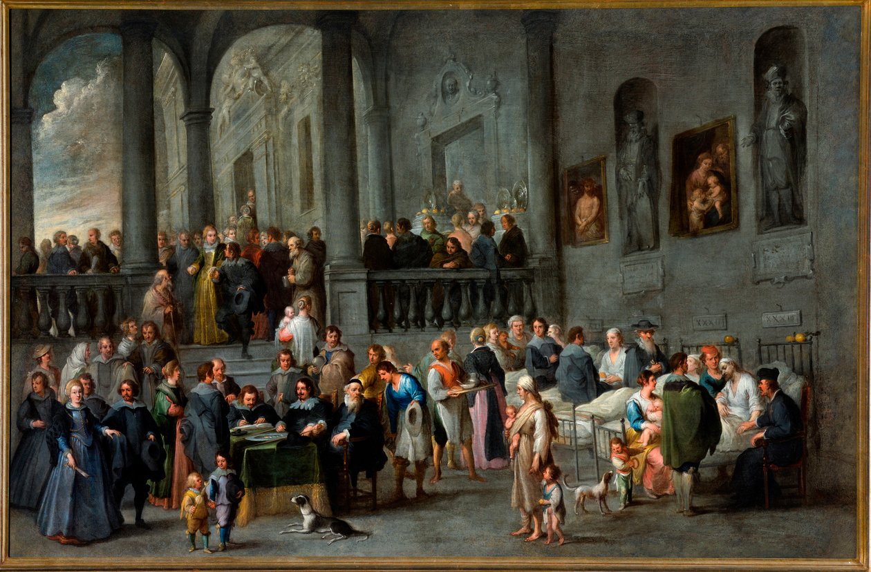 伍長の慈悲の七つのわざの循環：病人を見舞う 作： Cornelis de Wael