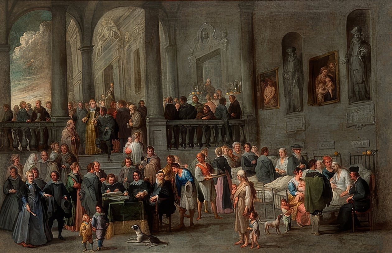 病人を訪ねる（七つの慈悲のサイクルから）。 1640年頃 作： Cornelis de Wael