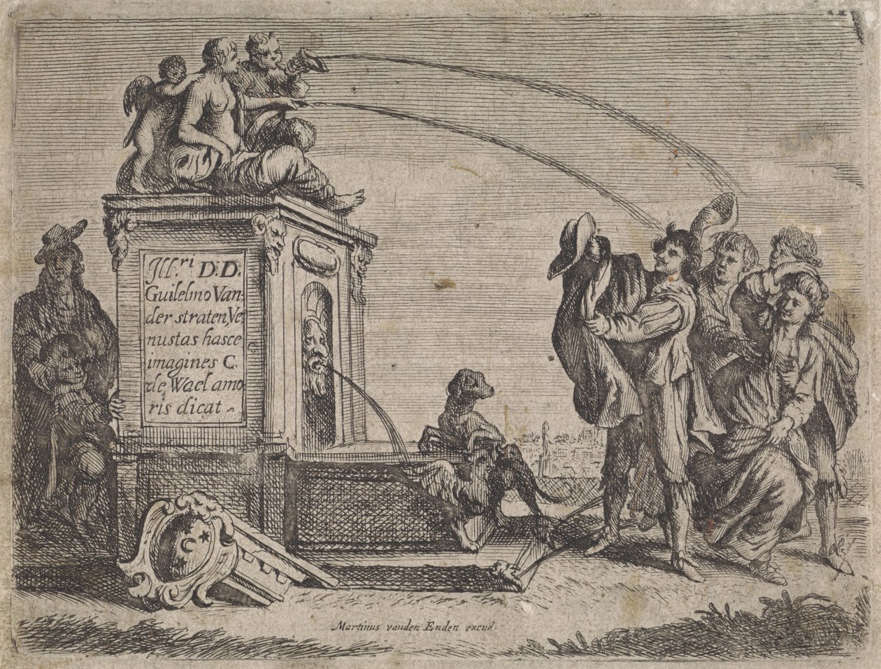 噴水で人々 のグループ ジャンルシーン（シリーズタイトル） 作： Cornelis de Wael