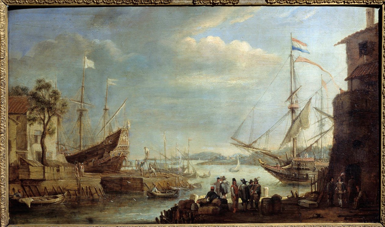 17世紀の海港 コルネリウス・ドゥ・ワエズ（1592-1667）の絵画 17世紀 シャロン・シュル・マルヌ美術館蔵 作： Cornelis de Wael