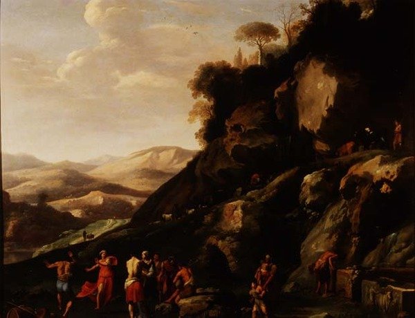 風景の中で踊る農民たち 作： Cornelis van PoelenburghまたはPoelenburch