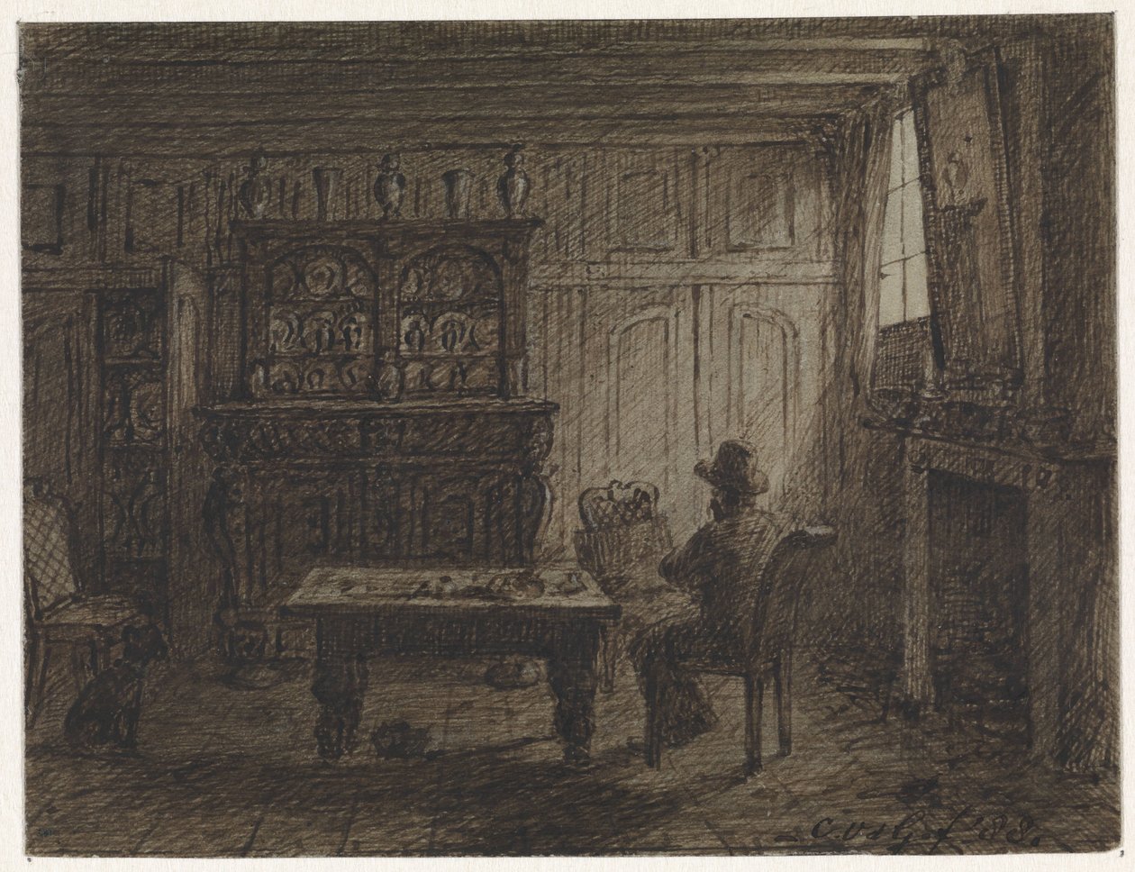 部屋に座っている男 作： Cornelis van der Griendt