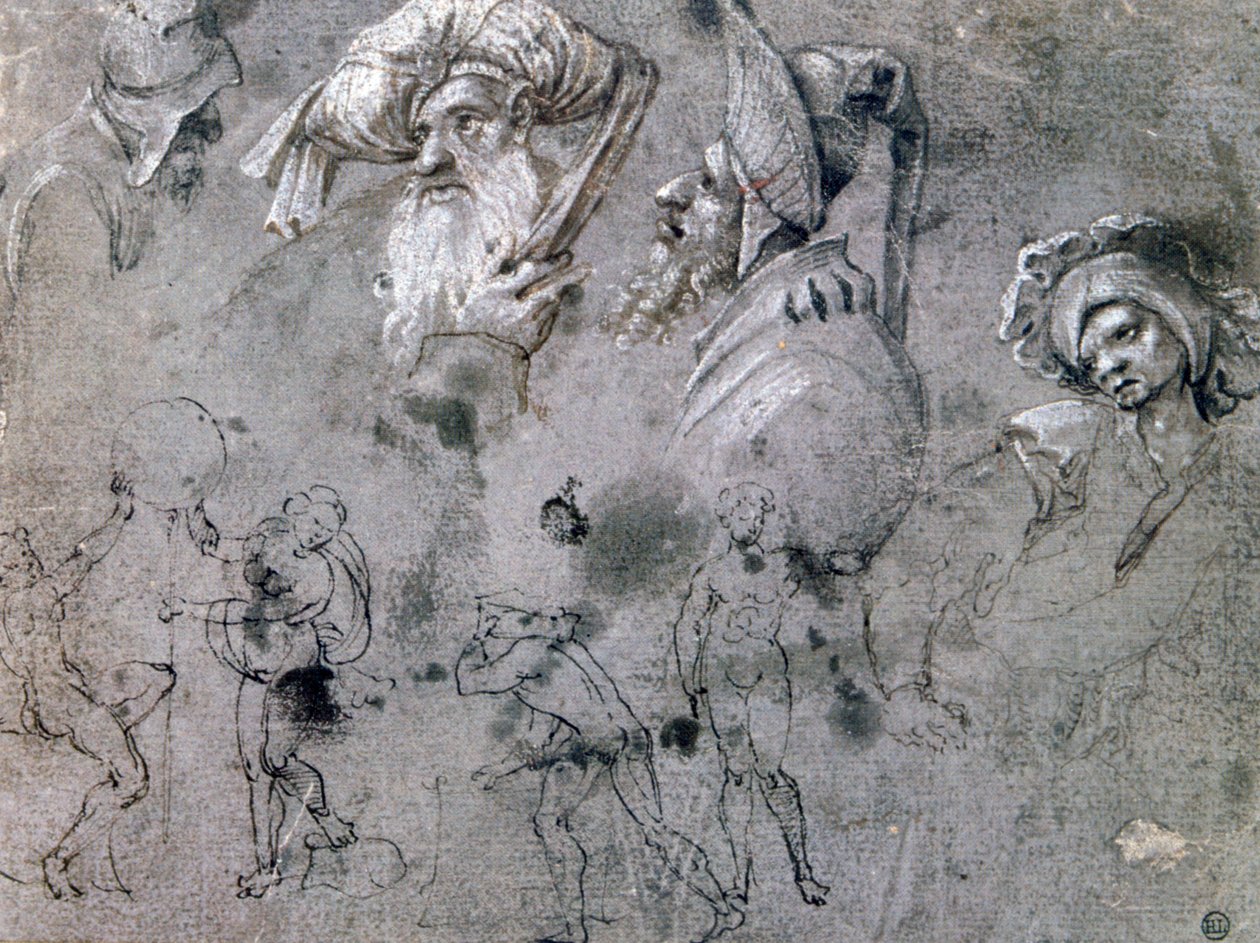 「表情のある頭の研究」、c1468-1533 作： Cornelius Engebrechtsz