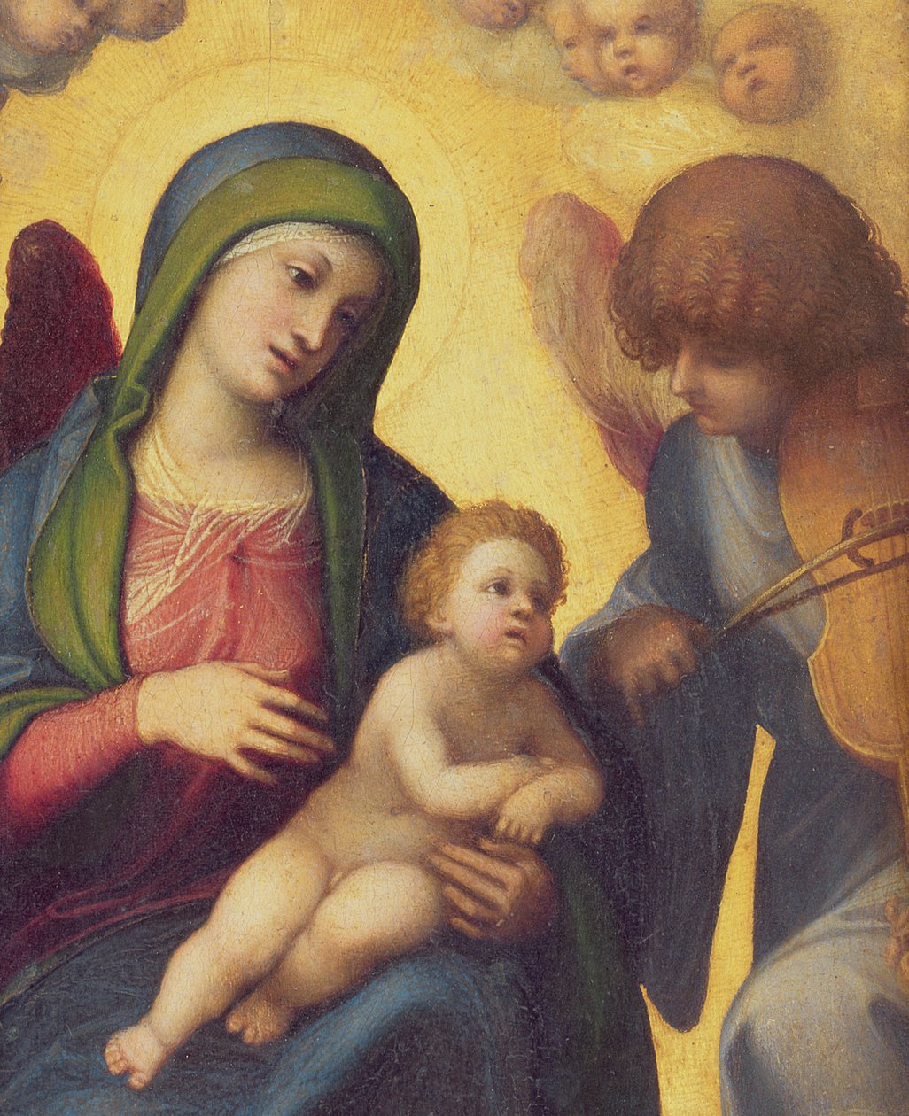 マドンナと子供と天使たちc.1510-15パネルのディテールに50256のオイル 作： アントニオ・ダ・コレッジョ