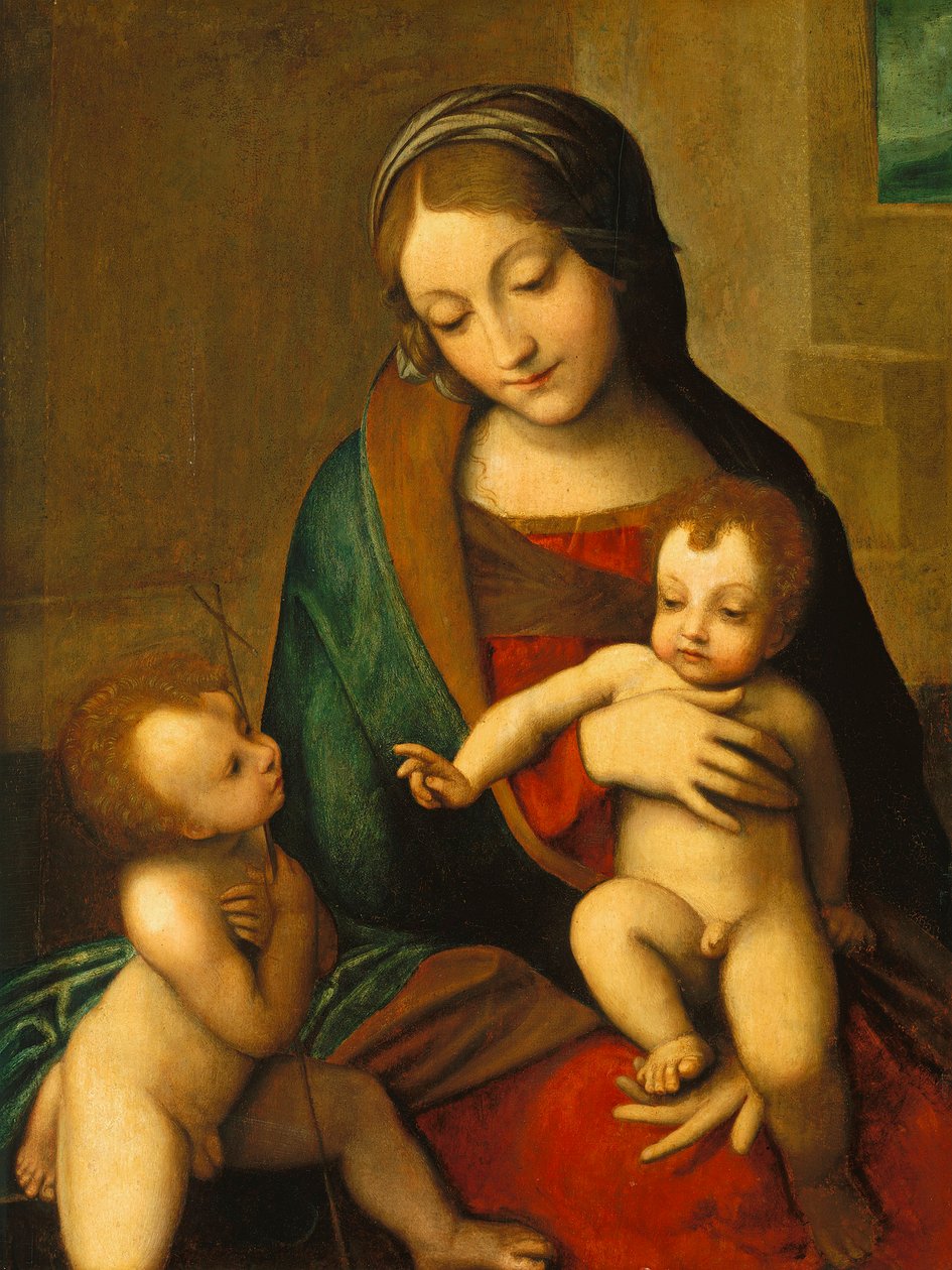 マドンナと子供と幼児のセントジョン、c。 1510 作： アントニオ・ダ・コレッジョ