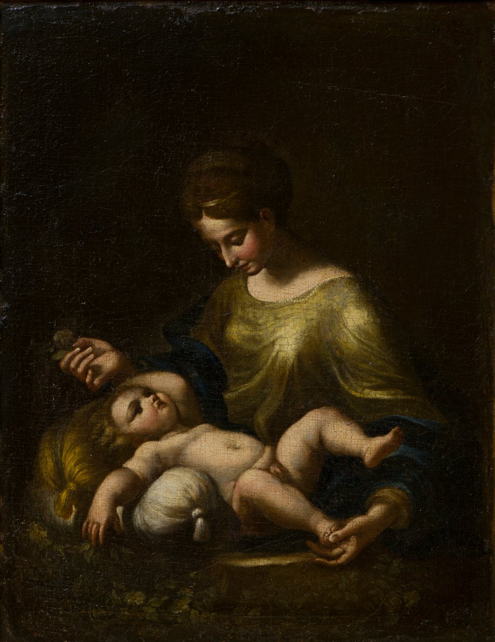 マドンナと子供、c.1509-34（キャンバスに油彩） 作： コレッジョ