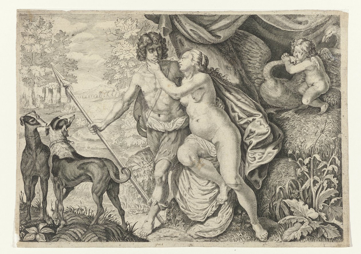 アドニスのヴィーナス Metamorphosen van Ovidius (シリーズタイトル) 作： Crispijn van de Passe（II）（帰属）