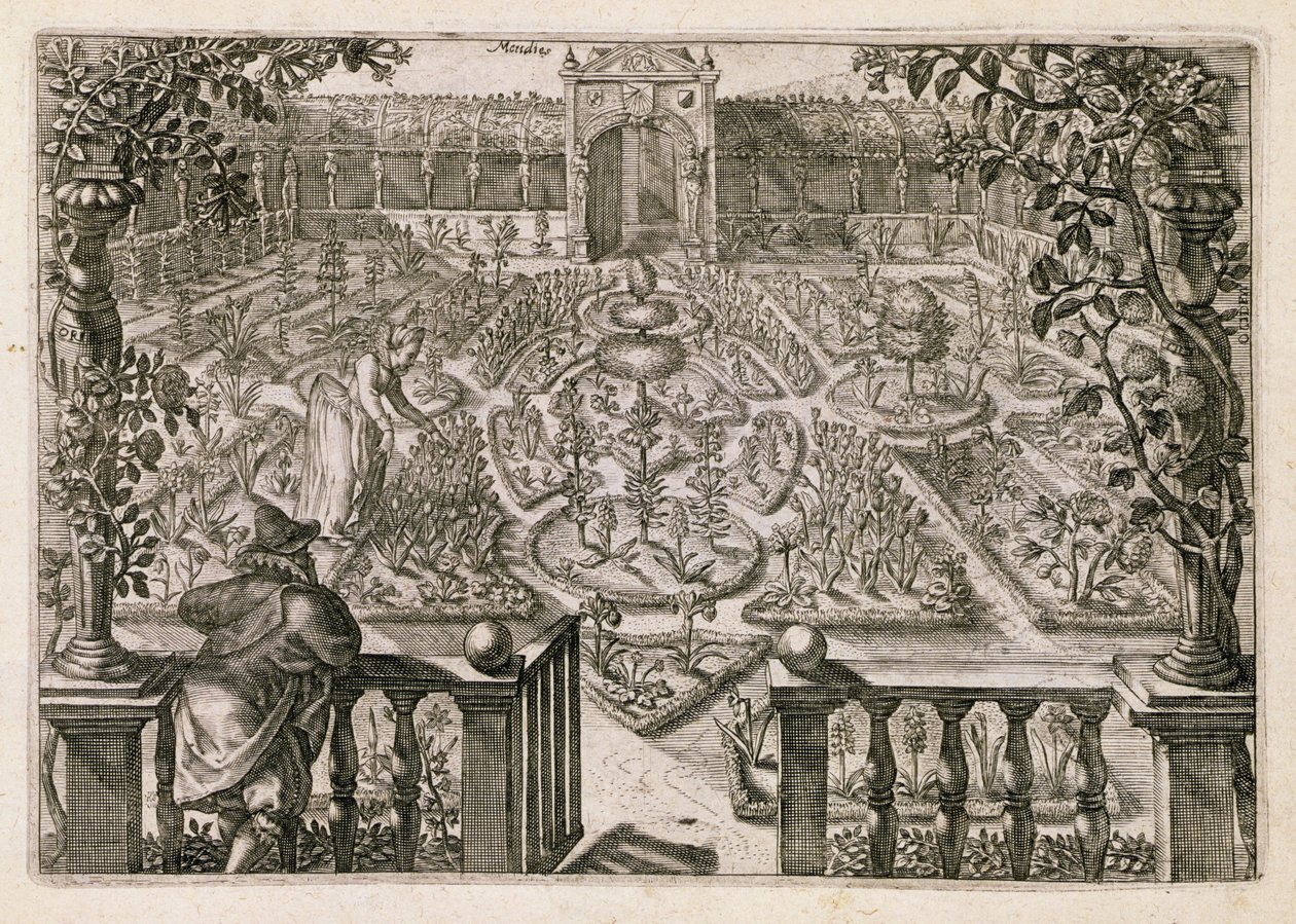 「ホルトゥスフロリダス」の春の庭、1614年から15年に公開（170862も参照） 作： クリスピンヨーク