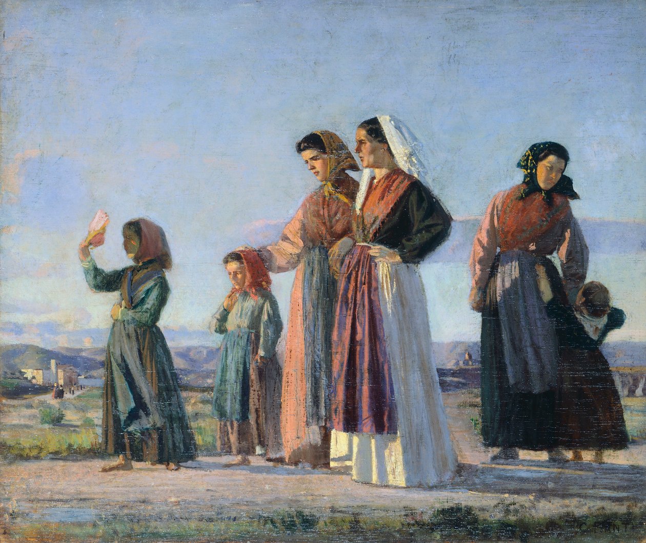 ミサからの帰還」 1865年頃 クリスティアーノ・バンティ（1824-1904）作 油彩・キャンバス 38x46cm 作： クリスティアーノバンティ