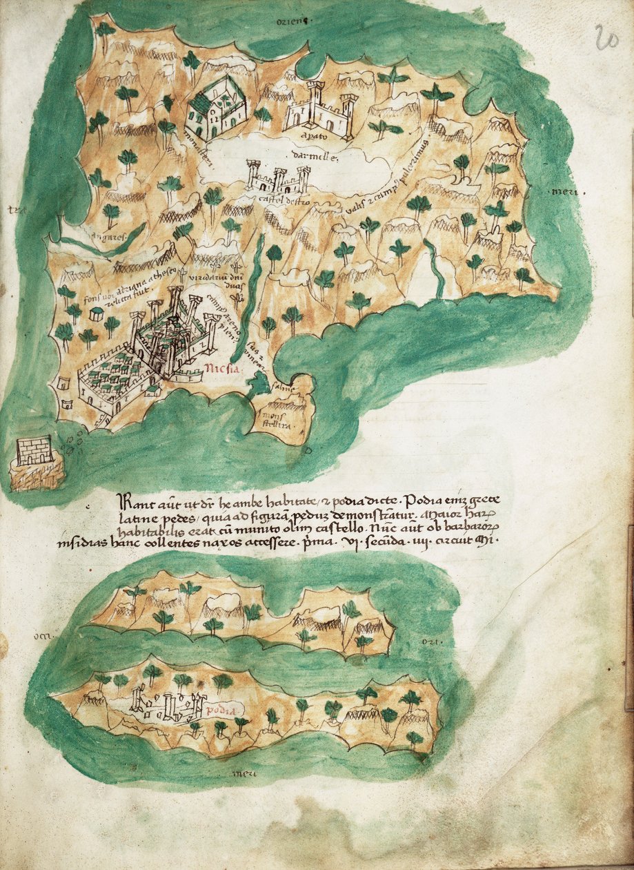 1420年頃のナクソス製ヴェラム製海図（ヴェラム製） 作： クリストフォロ・ブオンデルモンティ