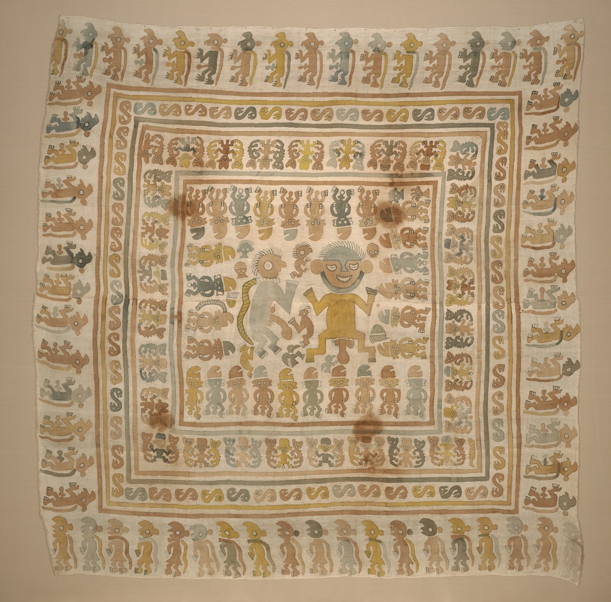 「囚人」テキスタイルのパネル、c.1300-1470（綿と染料） 作： カルチャーチムー