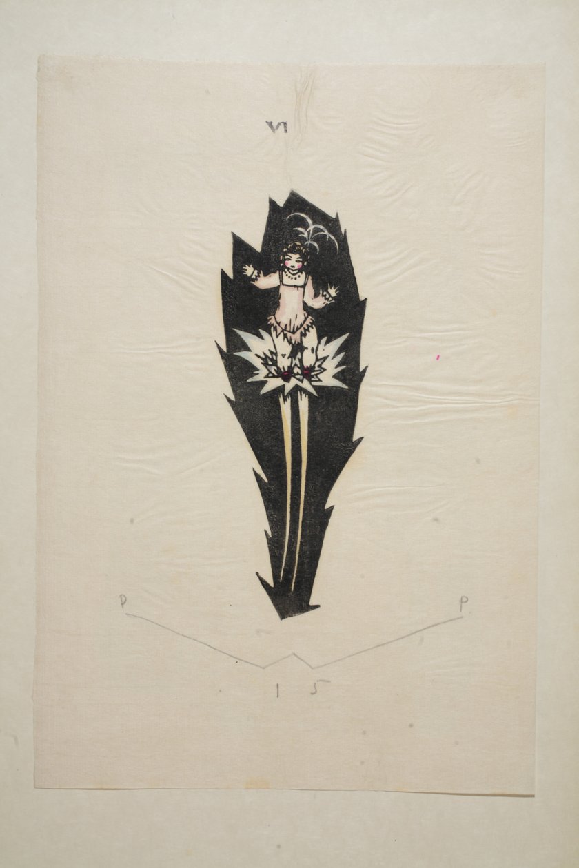 デザイン、プレート6、ブック6、「Wiener Werkstatte Mode 191415」のイラスト、パブ。エドゥアルドコスマック、ウィーン、1914年〜1915年（手描きのリノカット） 作： スクルージペッシュ