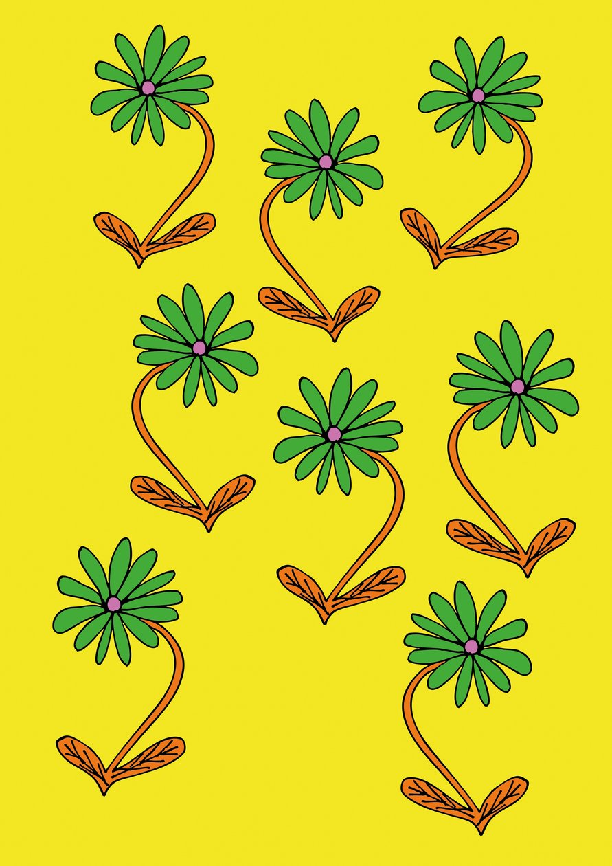 デイジーリピートイエローバックグラウンド (デジタル) 作： デイジー・ド・ヴィルヌーヴ