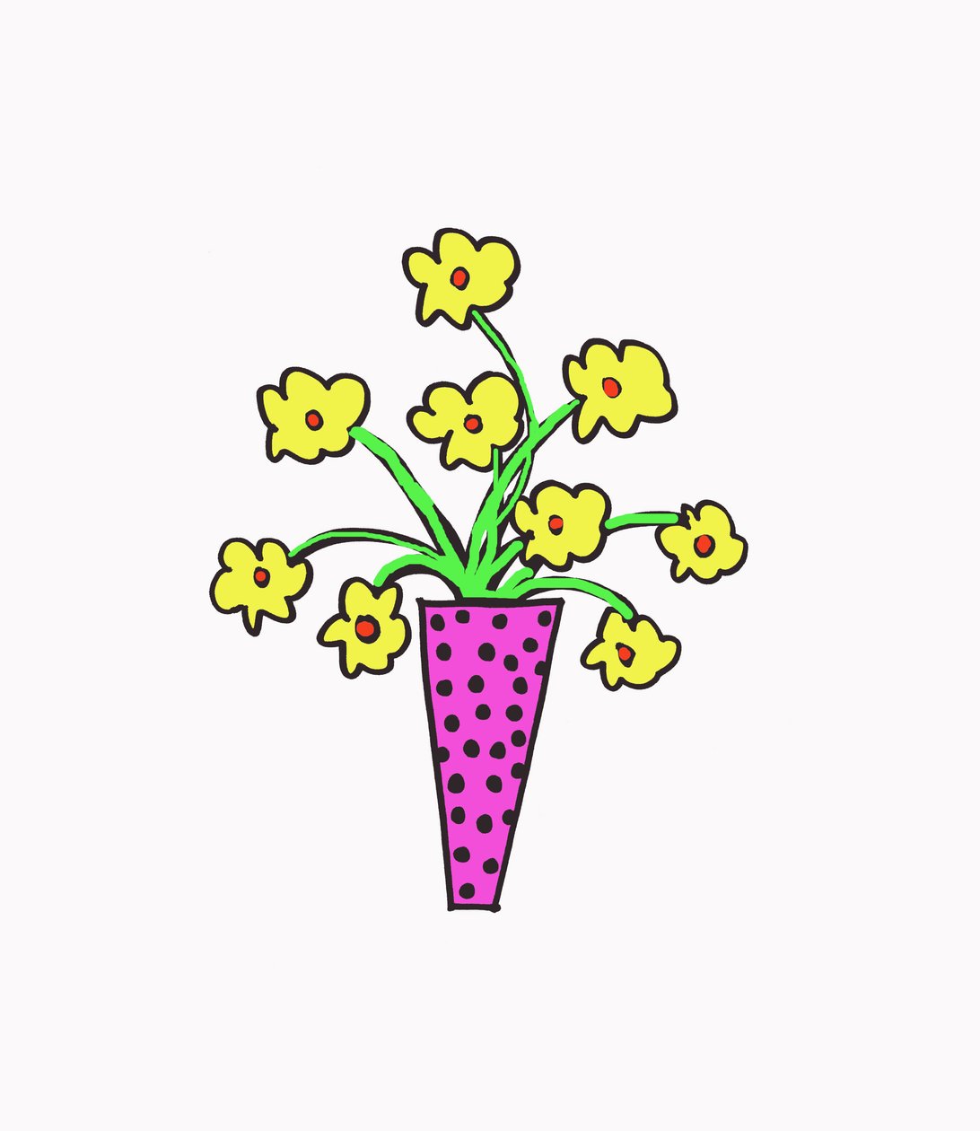 花瓶（紙にペン、Photoshop） 作： デイジー・ド・ヴィルヌーヴ