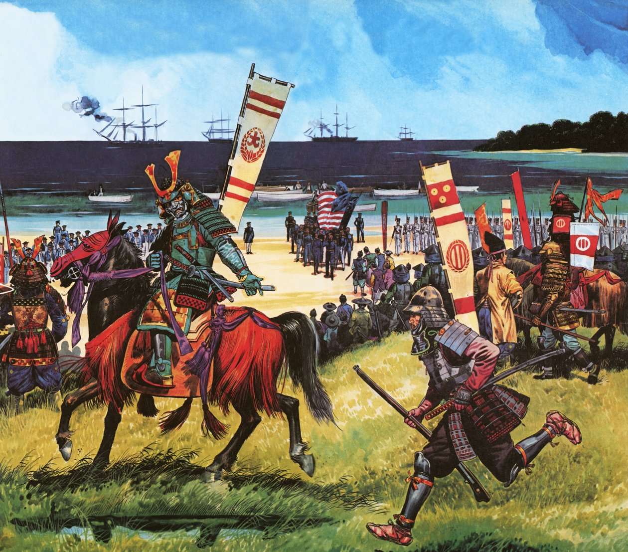 現在の東京湾に到着したアメリカ人（1853年7月8日 作： ダン・エスコット